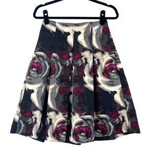 Express Floral Pleated Skirt Women's Size 2 Multicolor Gray Black Work Dressy
